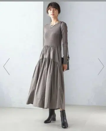 리브 니트 개더 스커트 원피스