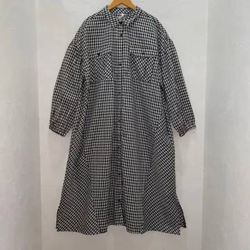 루필리안 체크 무늬 긴팔 롱 셔츠 원피스 새상품