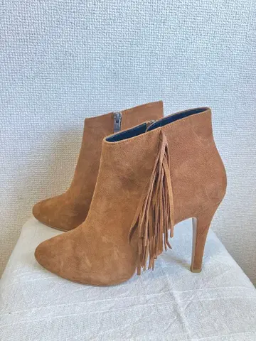 [ 컨디션 최상 ] 다이애나 카멜 스웨이드 프린지 부츠 부티 24cm