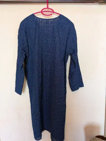 요건 레일 네이비 V넥 레이스 긴팔 튜닉, 원피스