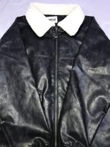 2WAY 빈티지 스타일 옷깃 보아 플라이트 블루종 가죽 자켓