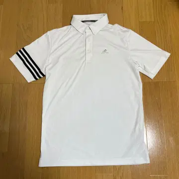 남성용 M [ 아디다스 ] 슬리브 스트라이프 화이트 피케 셔츠