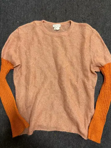 드리스 반 노튼 바이컬러 니트 스웨터 긴팔 핑크 오렌지