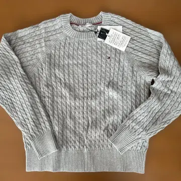 새상품 Tommy Hilfiger 그레이 케이블 짜임 스웨터 S
