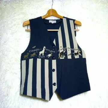 아다바트 [1] 여성용 슬리브리스 베스트 애니멀 자수 스트라이프 그레이