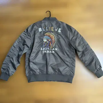 미사용급 BELIEVE 아메리칸 인디언 MA-1 자켓 자수