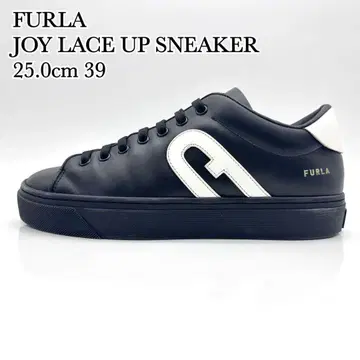 [새상품급] 훌라 조이 스니커즈 블랙 화이트 가죽 통굽 골드