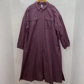 루피리안 빨간색과 그레이 체크 무늬 긴팔 셔츠 원피스 새상품