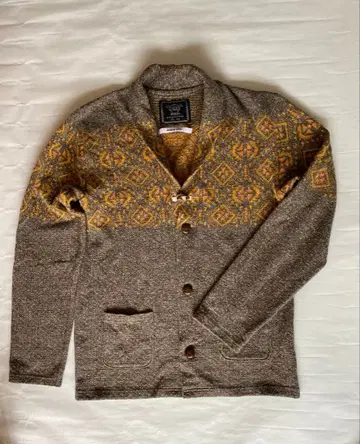 GGD 남성용 버튼 가디건 브라운 오렌지