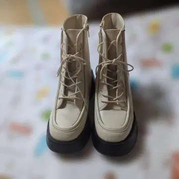 통굽 레이스업 부츠