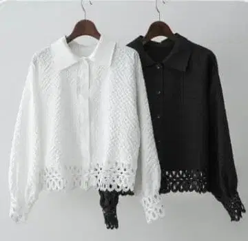 레이스 디테일 캐주얼 셔츠