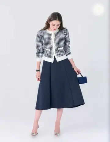 체스티 chesty 비쥬 라인 포켓 가디건 깅엄