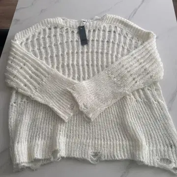 [ 새상품 ] JEANASIS 화이트 니트 스웨터 사이즈 F