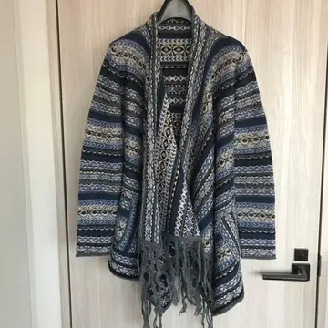 velvet 파랑 x 그레이 계열 프린지 가디건