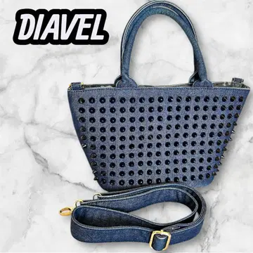 DIAVEL 스터드 데님 핸드백 숄더 벨트 포함 2way