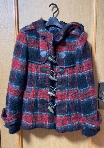 로이스크레용 체크 무늬 더플 코트