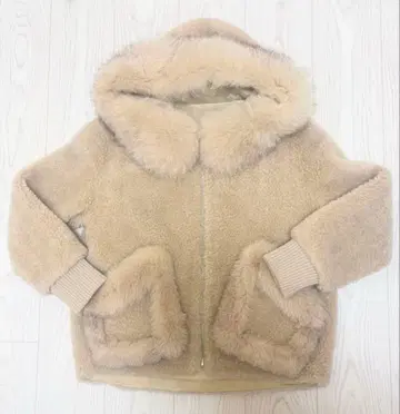 베이지 후드 부착 보아 자켓