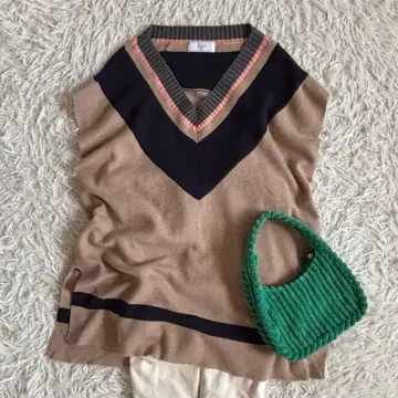 [슬로브 이에나] 칠드런 스무스 베스트 V넥 베이지 울 혼방 프리