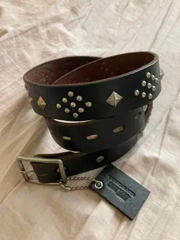 미사용 새상품 HTC RHC 가죽 벨트 36 블랙 스터드 론 헤르만