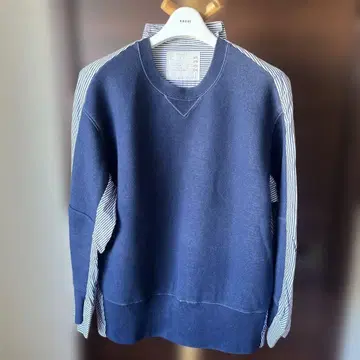 sacai 사카이 여성 스트라이프 셔츠 콤비 맨투맨