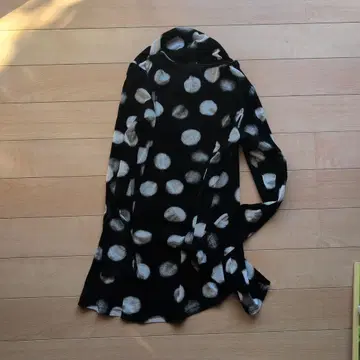 HIROKO BIS 물방울 패턴 긴팔 폴로 넥 튜닉