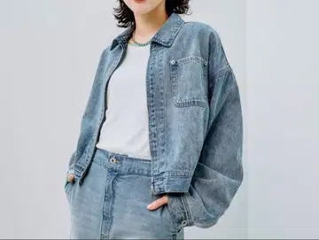 렙심 ZIP 숏 데님 자켓 라이트 블루