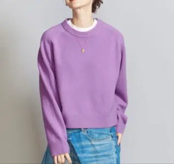 BEAUTY&YOUTH 울 캐시미어 아쿠아 래글런 크루넥 니트