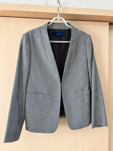 SHIPS 노카라 체크 자켓 38