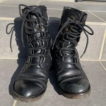 레이스업 가죽 부츠 S 사이즈