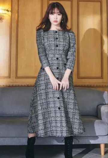 herlipto Classic Tweed Midi Dress