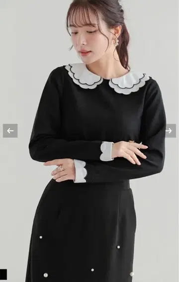 [ 미사용 새상품 ] 자수 더블 컬러 레이어드 롱 슬리브 상의