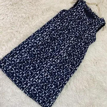 MAX&Co 올 패턴 원피스 화이트 네이비 38 깔끔 외출