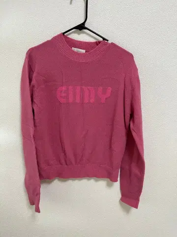 eimy 핑크 로고 니트 긴팔