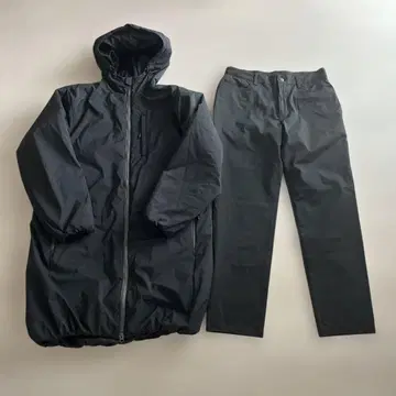 [ 워크맨 ] 발수 패디드 롱 후디 조블랙 블랙