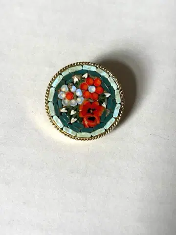마이크로 모자이크 브로치 작은 꽃 ITALY