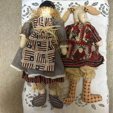 아메리칸 스타일 패브릭 소재 인형 2체 세트 앤티크풍