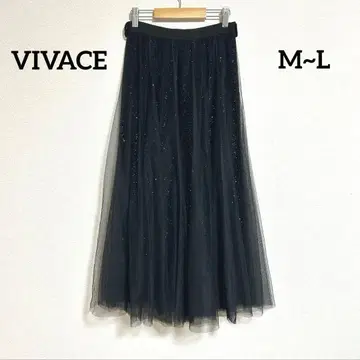 VIVACE 별똥별 라메 블랙 튤 플레어 스커트 시스루 페미닌