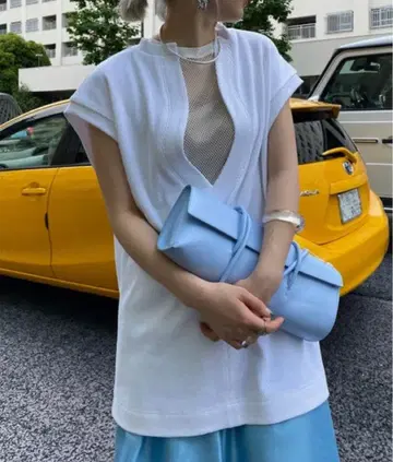 MESH LAYERED WAFFLE TUNIC TOP