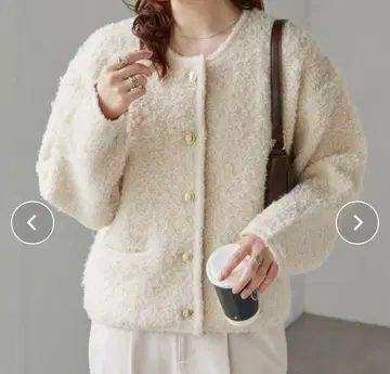 RANAN 라난 골드 톤 버튼 루프 니트 가디건