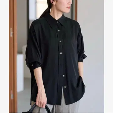 FRAMeWORK 큐프라 스판 트윌 레귤러 셔츠 네이비 프리 사이즈