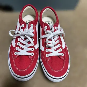 반스 vans 레드 캔버스 로우컷 스니커즈 24cm 끈 신발
