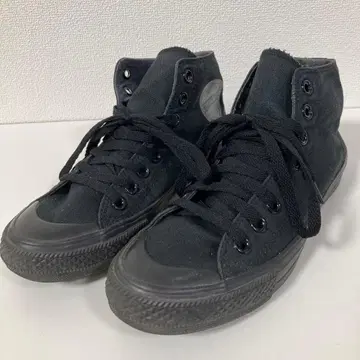 CONVERSE 블랙 하이컷 스니커즈 25 캔버스 원단