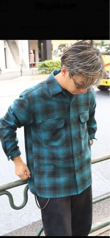 BACK NUMBER 울 믹스 오픈 카라 셔츠 L 펜들턴