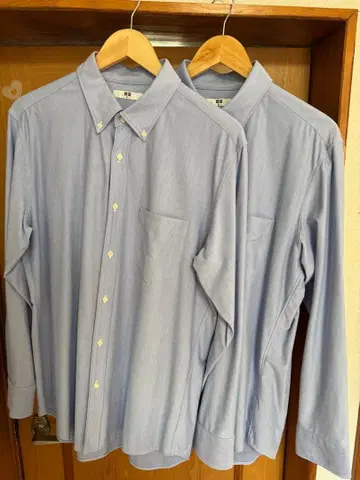 2개 세트!! 유니클로 슈퍼 논아이론 저지 셔츠/버튼 다운