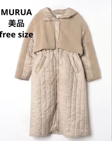 [ 새상품급 ] MURUA 퀼팅 도킹 보아 코트 베이지 free