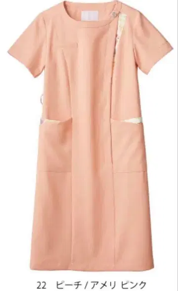 로라 애슐리 간호사 원피스. 피치 핑크 반팔 M 사이즈