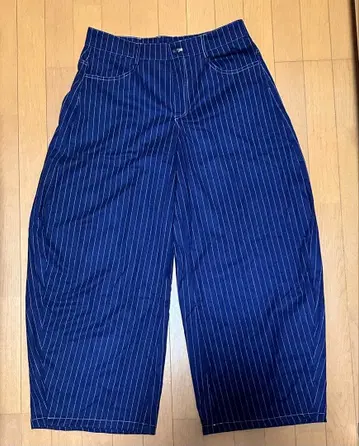 스트라이프 와이드 레그 팬츠