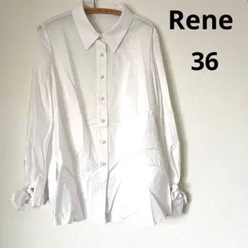 Rene 루네 블라우스 리본 펄 셔츠 화이트 36