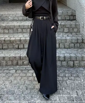 3턱 와이드 팬츠