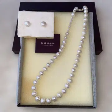 펄 목걸이와 귀찌 세트 이와사키 미치코 컬렉션